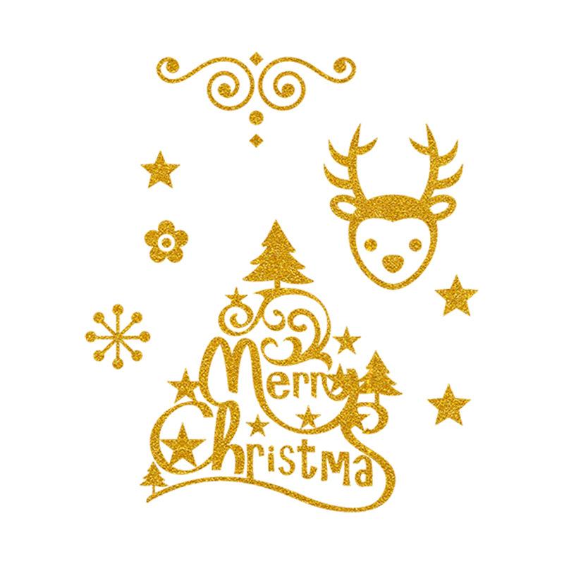 Golden Christmas Reindeer Stickers, Glass Window Stickers, Window Flowers and Atmosphere Stickers