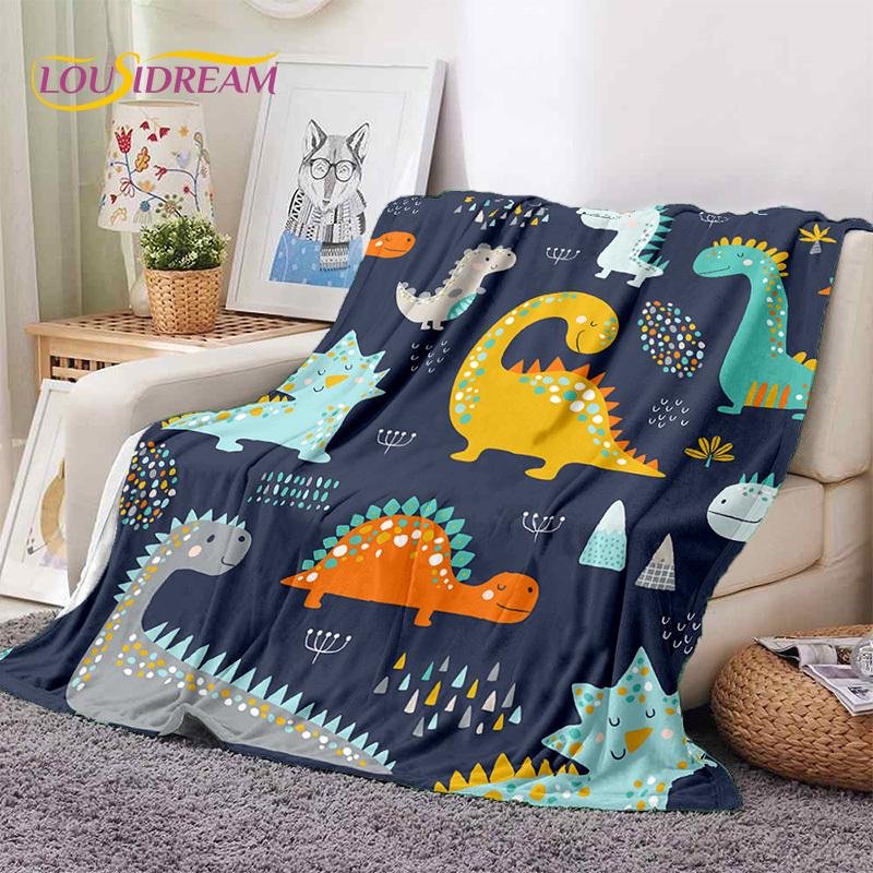 3D Uroczy Dino Kreskówkowy Dinozaur Kosmos Dzieci Miękki Flanelowy Koc na Łóżko Sypialnię Sofę Piknik, Koc do Rzucania na Zewnątrz Rekreacja