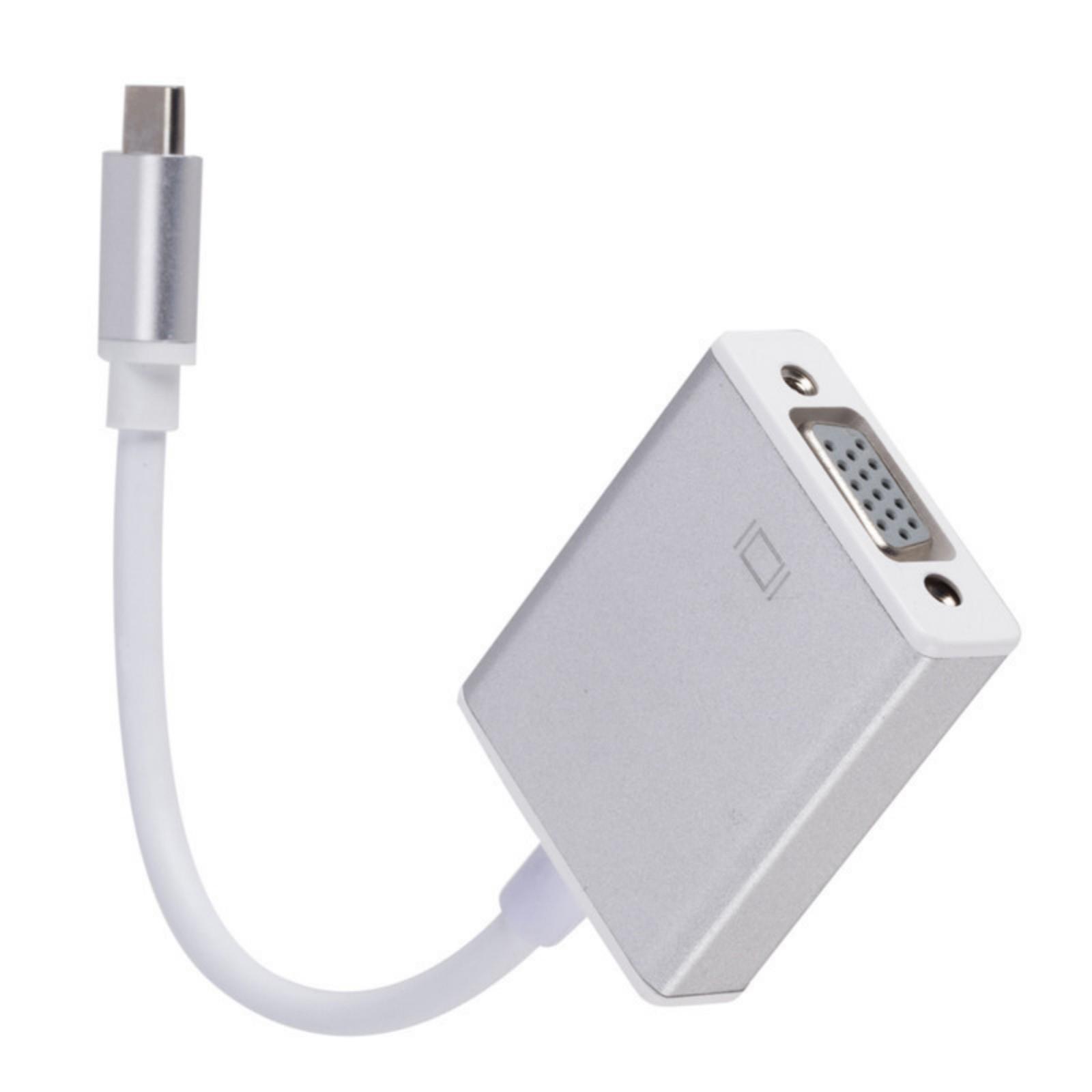 

Кабель-адаптер Type C на VGA 15-контактный D-sub гнездо-гнездо шнур для ноутбука ПК монитора проектора серебряный