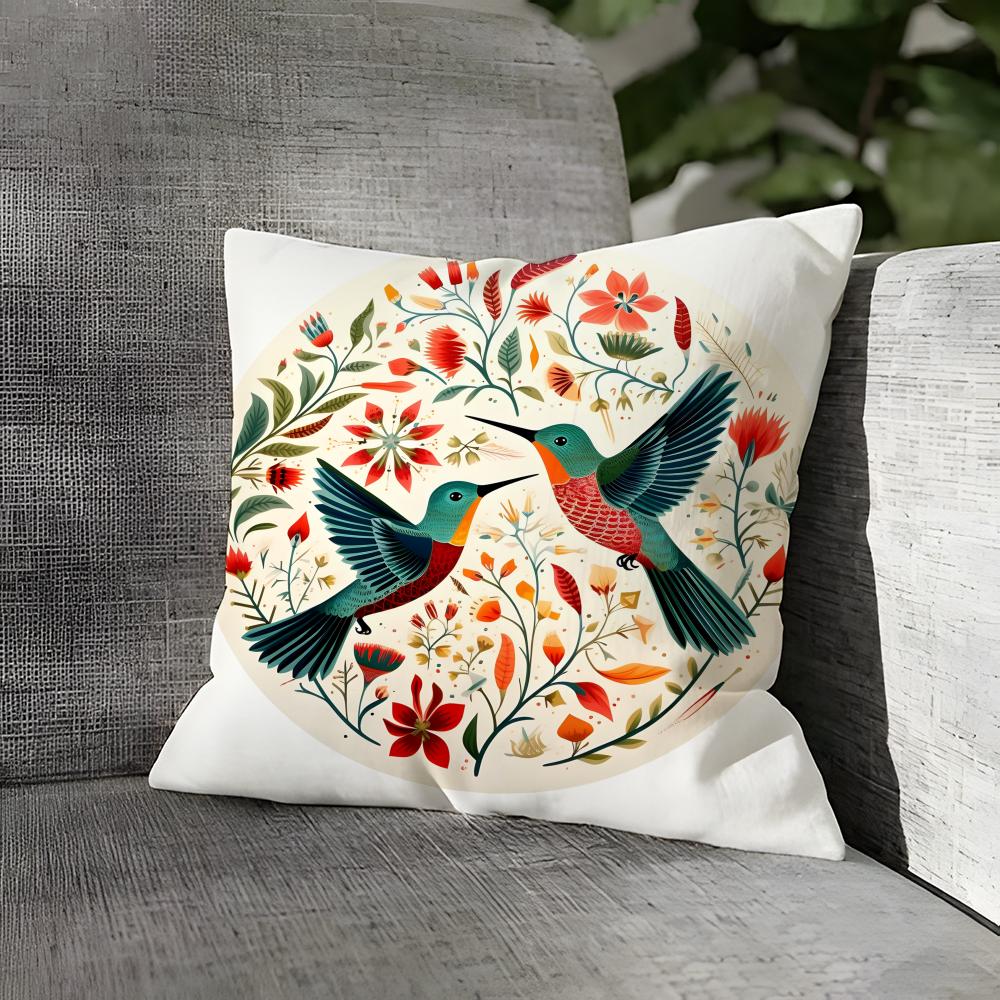 Natural Plant Bird And Flower Prints Pillow Case Linen Pillows Case Cushions Case Sofa Pillows Case Decor Home