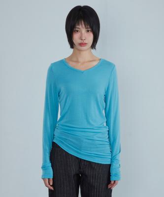 KIJIKO Ke311. Curved Sheer Tee Aqua Blue