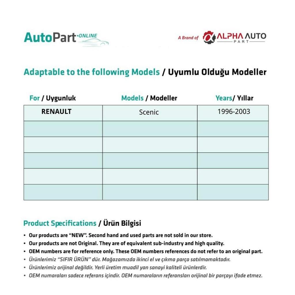Right Window Repair Kit for Renault Scenic 1