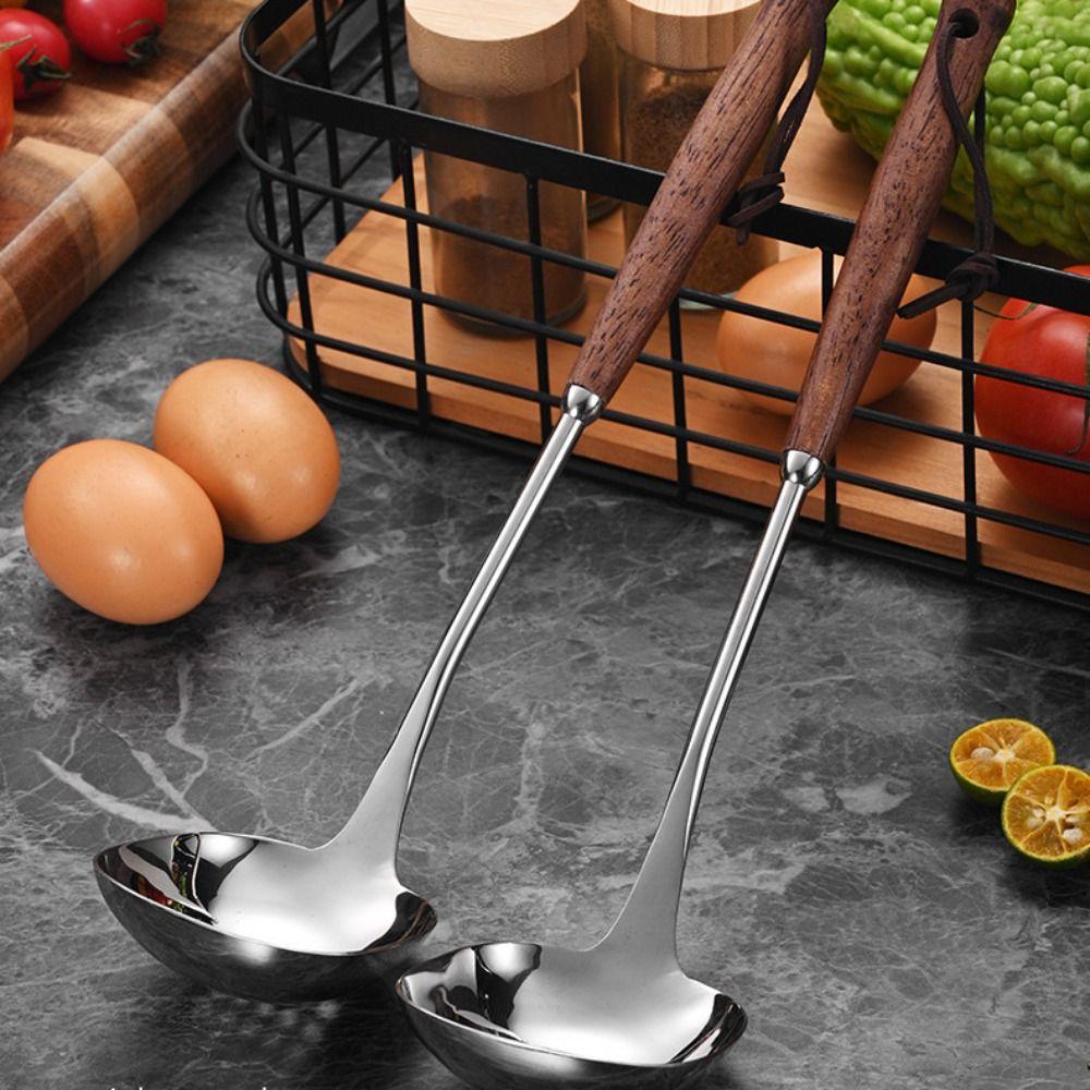 Stainless Steel Hot Pot Spoon Non-Slip Long Handle Colander Kitchen Tool Soup Ladle  Kitchen