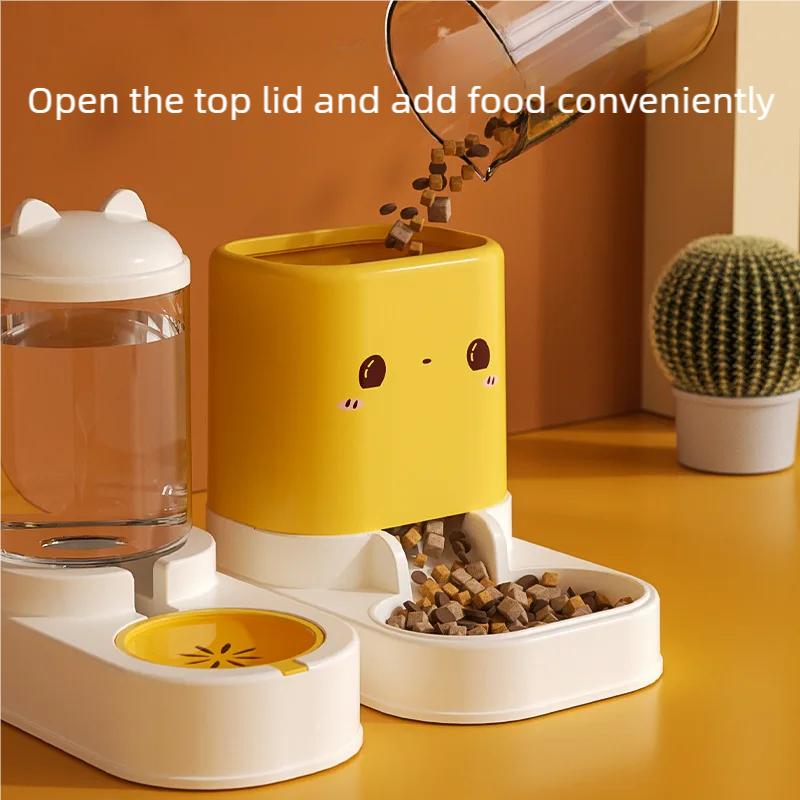Cute Smiling Cat Automatic Feeder And Water Dispenser Pet Supplies For Cats Small Dogs Gravity Flow Anti Spill Easy To Clean