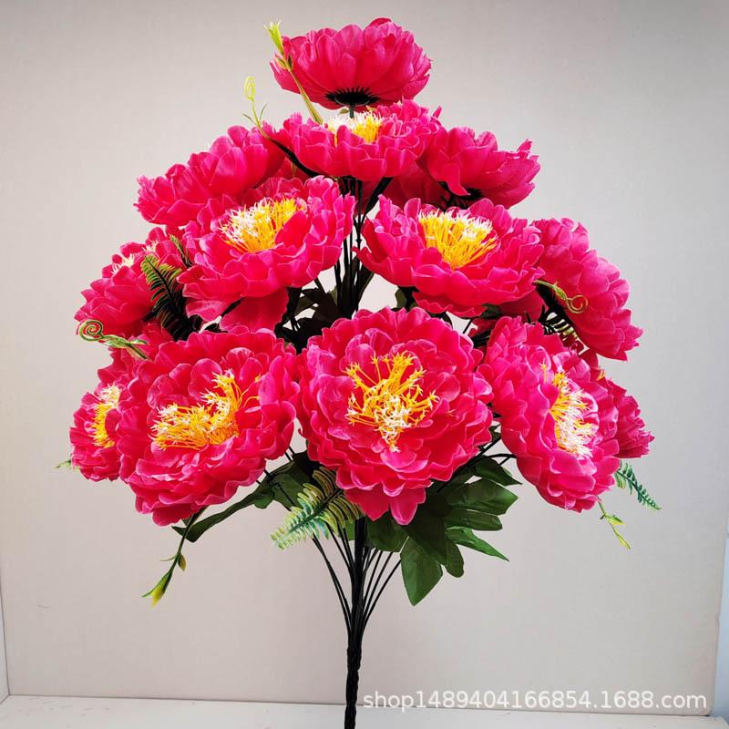 Artificial Flower 18 Heads Flash Peony Put Flower Living Room Decoration Silk Flower Indoor Flower Fake Flower