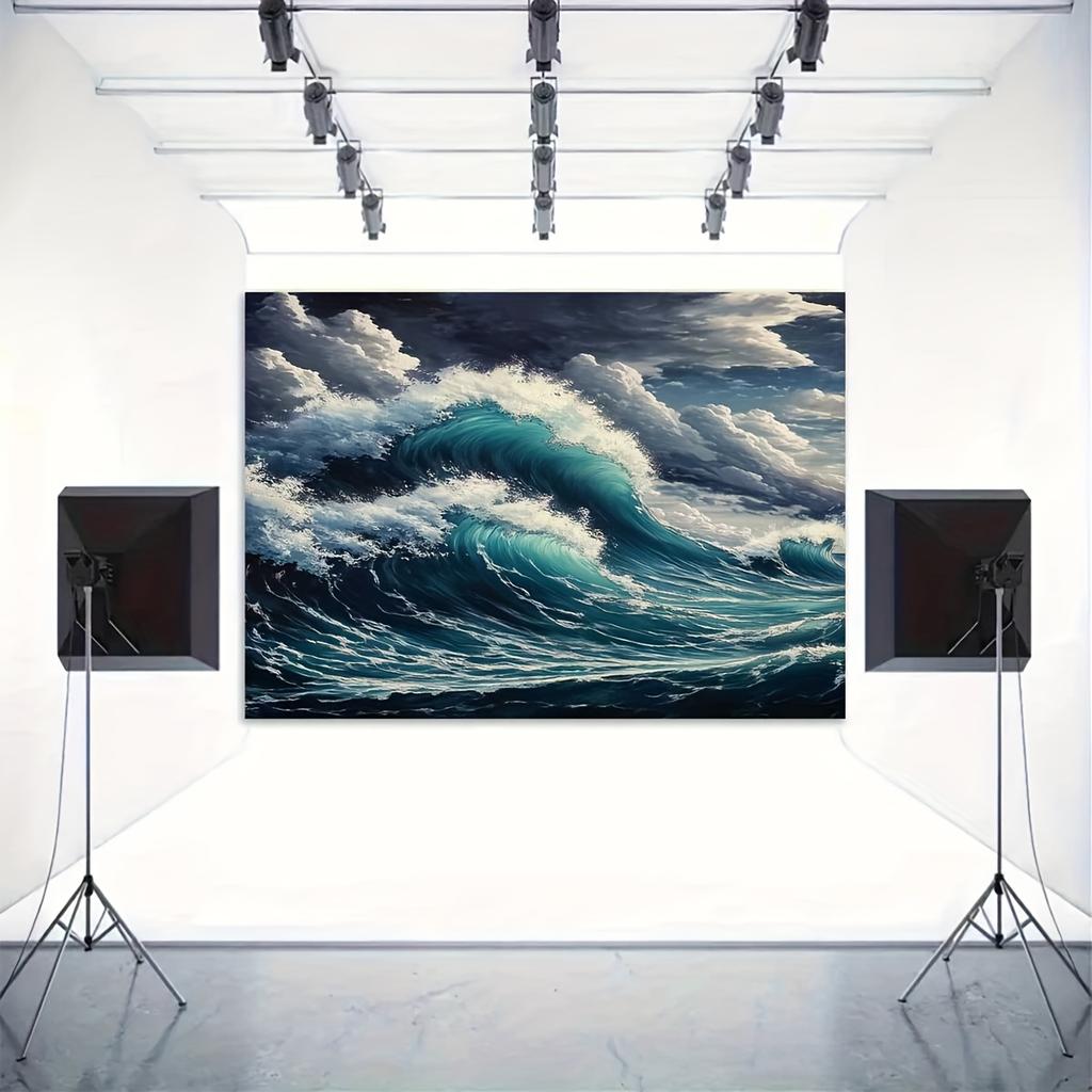 One piece set of 2D flat background fabric - wave landscape pattern, one piece set of photography background banner