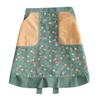 Atmungsaktive Halbschürze mit Taschen Wasserabweisende Küchen-Taillenschürze zum Kochen, Gärtnern, als Kellnerin, Blumenmuster, Verstellbar, Back-, Catering-Schürze