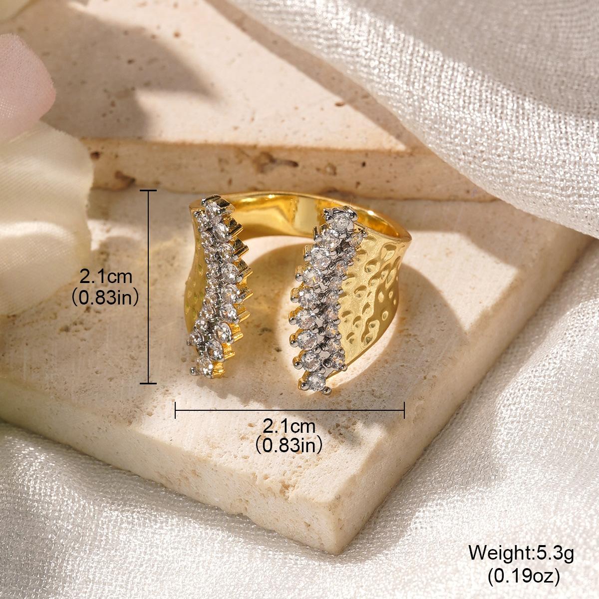 Fashion temperament, zirconium-set open ring, niche design, index finger ring, light luxury, high-end ring jewelry.