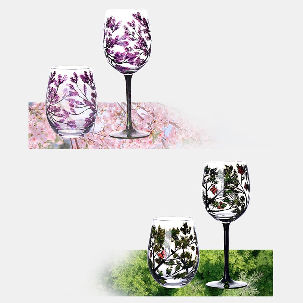 Pahar de sticlă imprimat creativ Copaci patru anotimpuri Pahare de vin Pahare de bere Pahar de vin Material de sticlă pentru vin Bere și Cocktailuri