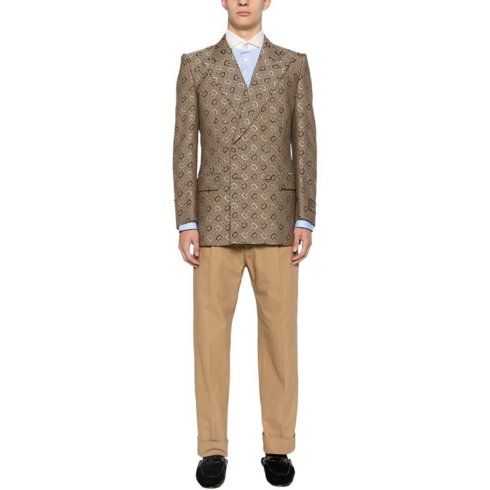 Gucci Gg Pattern Double Breasted Jacket 705284-ZAKIV-9549