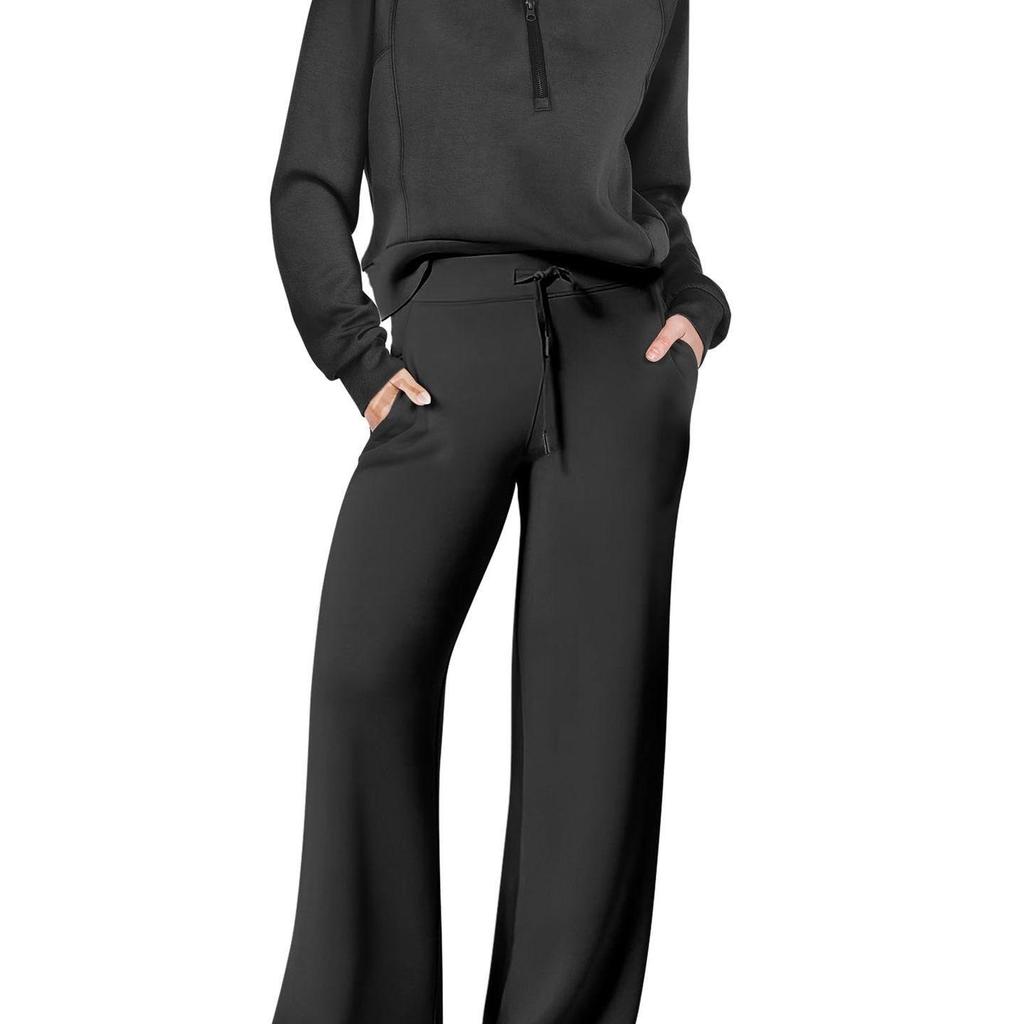 Autumn/Winter Casual Sports Set: Zipper Sweatshirt & Wide Leg Pants