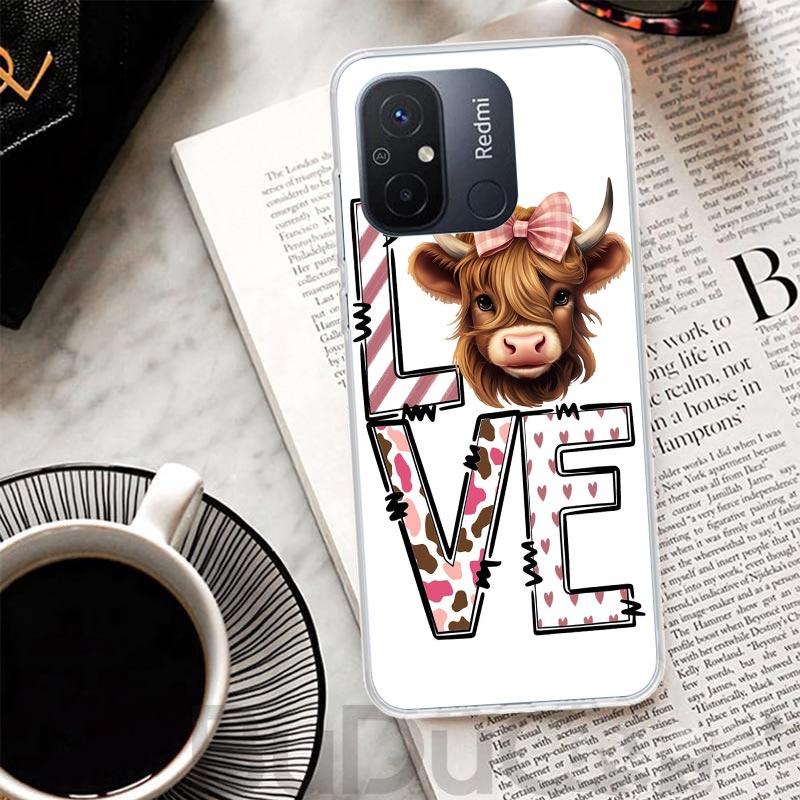 Cute Highland Cow Cover For Xiaomi Redmi 13 13C 14C 12 12C 10 10C 9 9C 9T 9A Phone Case 10A 8A 8 7A 7 6A 6 K80 K70 K60 K20 K40