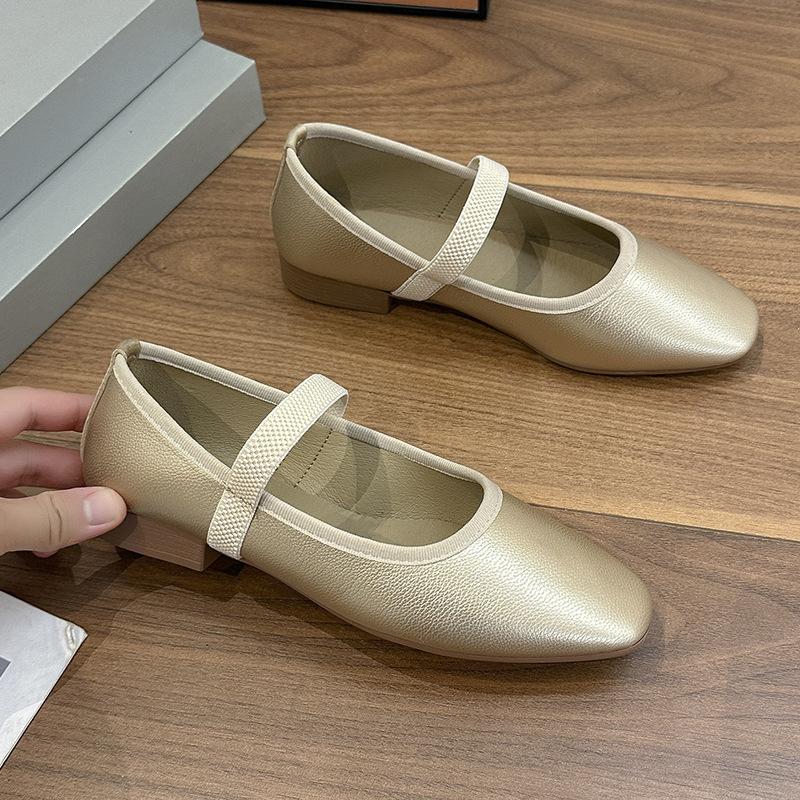 Fashion Mary Jane Single Shoes Thick Heel Shoes Elegant Classic Retro Square Toe Comfortable Soft Shallow Cut Low Heel Women's Shoes