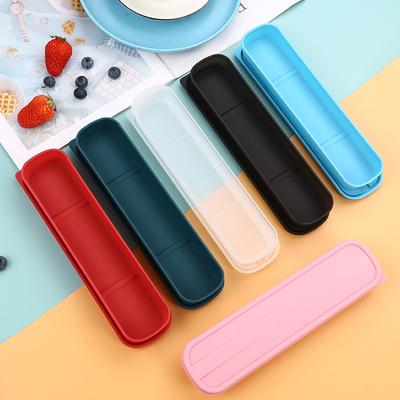 Tableware Box Portable Flip Cover Type Cutlery Case Environmentally Friendly Chopstick Spoon Storage Box Drop-Resistant