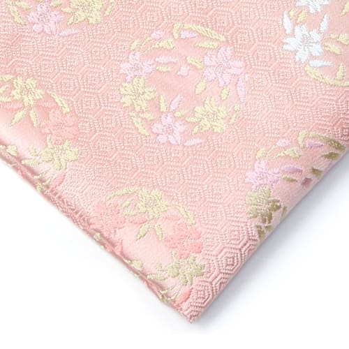 Silk Cloth by Nakagawa Masashichi Shoten (pink with a Tortoiseshell Pattern and a Cherry Blossom Circle)