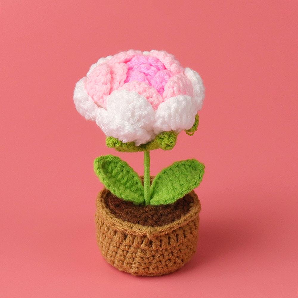 Crochet Sunflowers Potted Cute Knitting Flower Pot Flower Pot Handwoven Plant Car Table Bookshelf Home Decor Gift