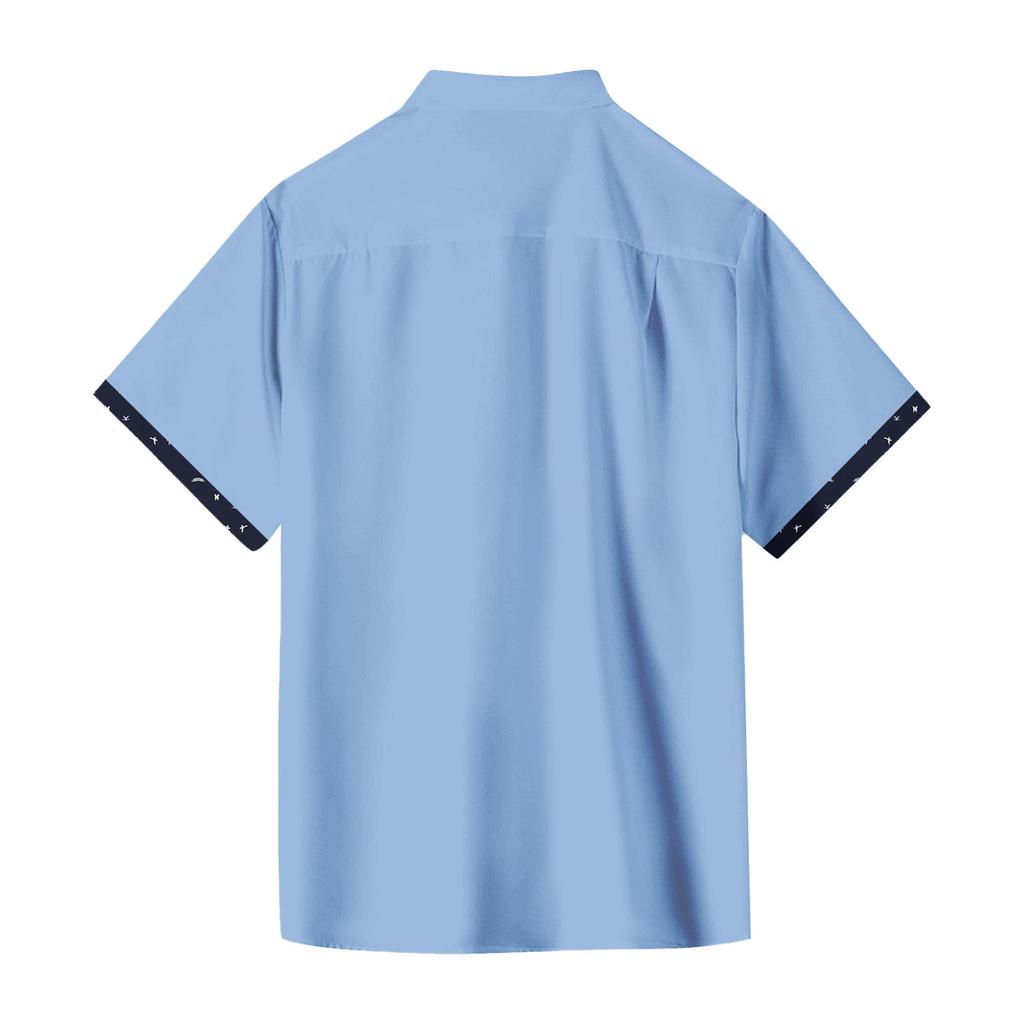 Men's Vintage Button Down Bowling Shirts Short Sleeve Summer Beach Shirt