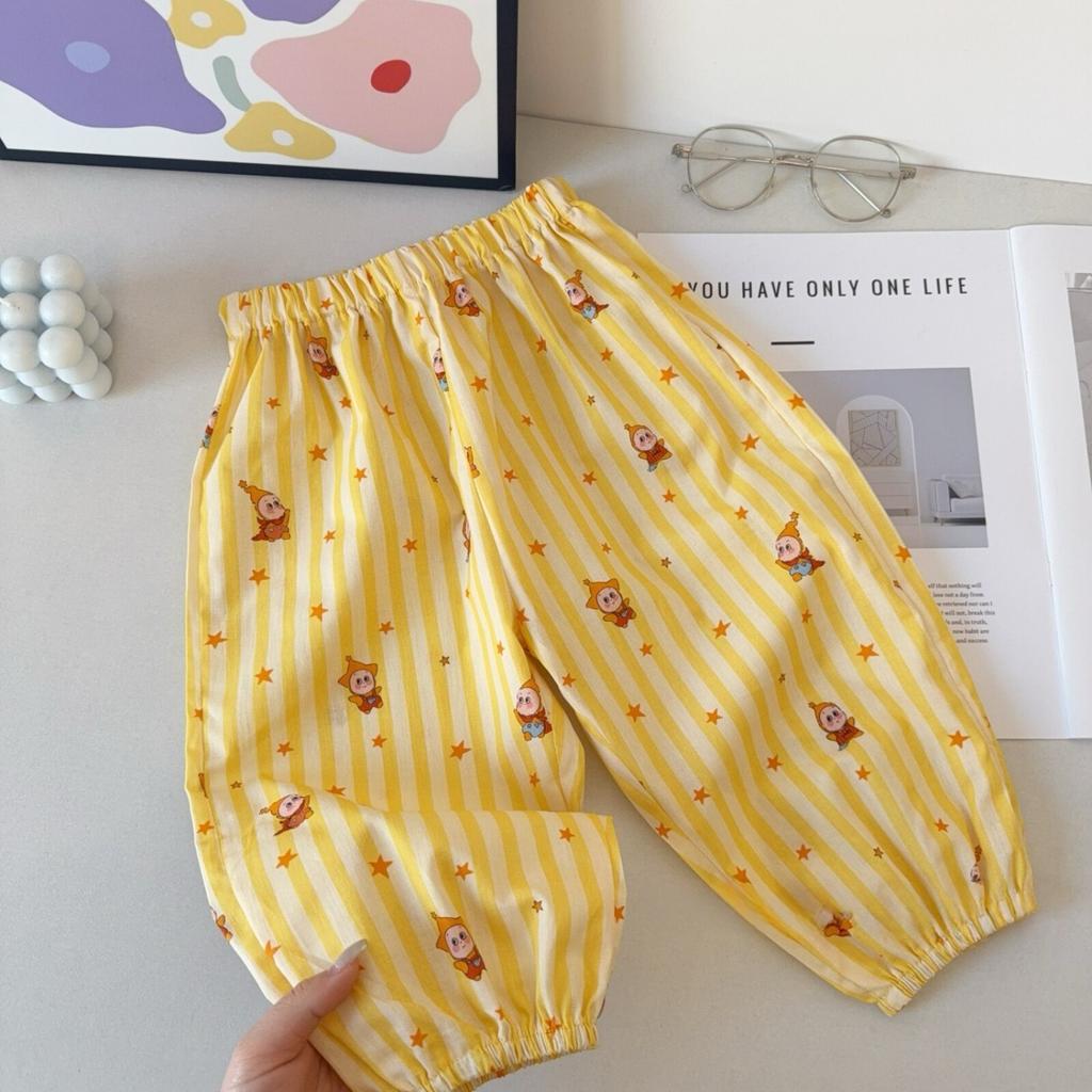Boys Summer Lightweight Anti Mosquito Pants Cartoon Breathable Soft Ankle Cuff Trousers