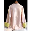 Spring Autumn Women High Quality Vintage Chinese Style Embroidery Shirts Elegant Chic Sweet Pink Blouses Long Sleeve Loose Tops