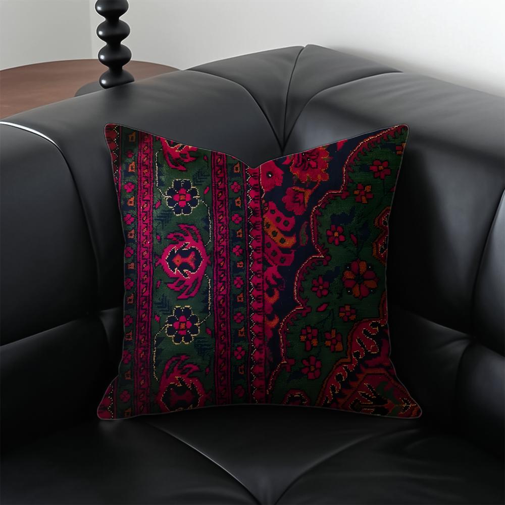 Vintage Persian Style Pillow Cushion Cover Pillow Case Anti-Dustmite Invisible Zipper Silky Plush Cushion