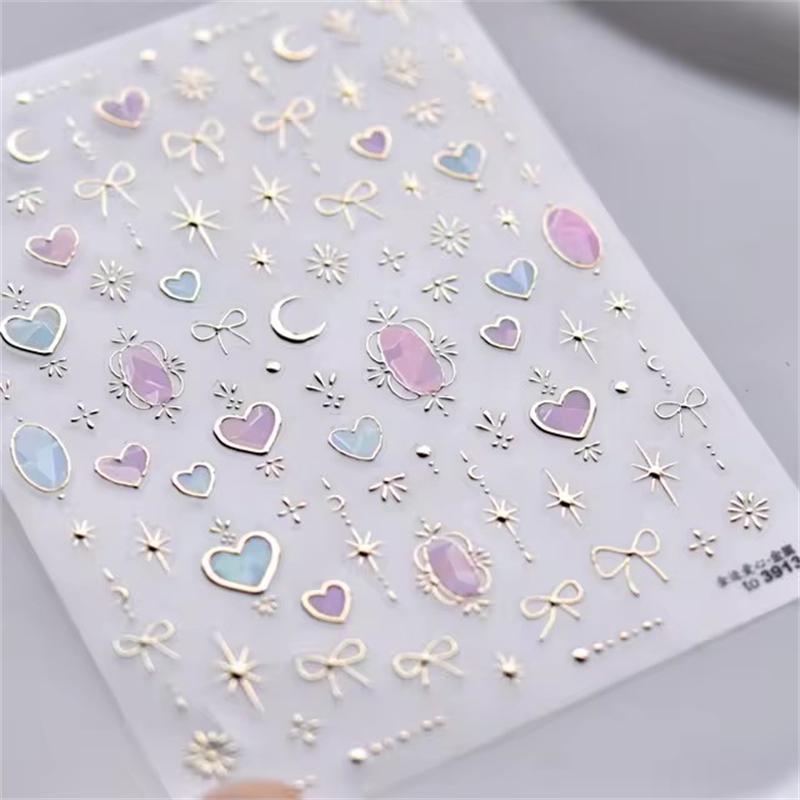 1PCS French Jelly Nail Stickers Dreamy Bubble Meteor Butterfly Star Moon Self Adhesive Stickers For Nail DIY Nail Art Decoration