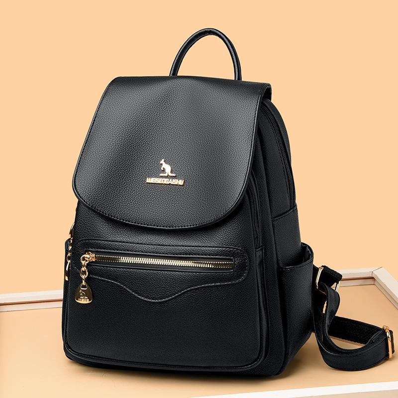 Freizeit-Doppelschultertasche, Weiche Lederschulranzen, Outdoor-Reisetasche, Damen-Tasche