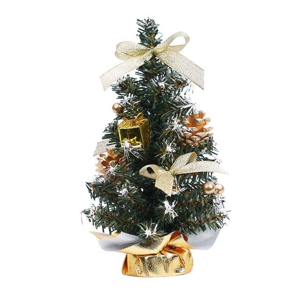 Three Sizes Mini Christmas Tree Pine Needles Golden Silver Red Desktop Xmas Ornament Pre Decorated Lightweight PVC