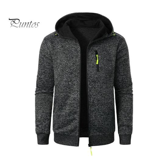 

Мужское осенне-зимнее пальто с капюшоном, длинными рукавами, эластичными манжетами, жаккардовый вязаный кардиган, застегивающийся на молнию, однотонная спортивная куртка XXL темно-серого