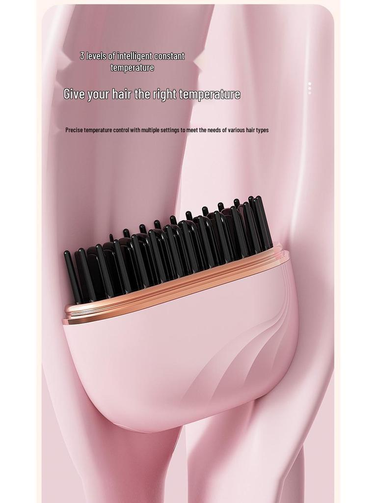 Wireless Charging Hair Straightening Brush and Styling Comb for Long Hair