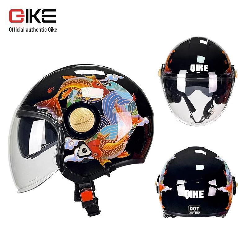 Men's Retro Motorcycle Helmet, 3C Certified, All-Season, Autumn/Winter, Half Helmet for Electric Vehicles