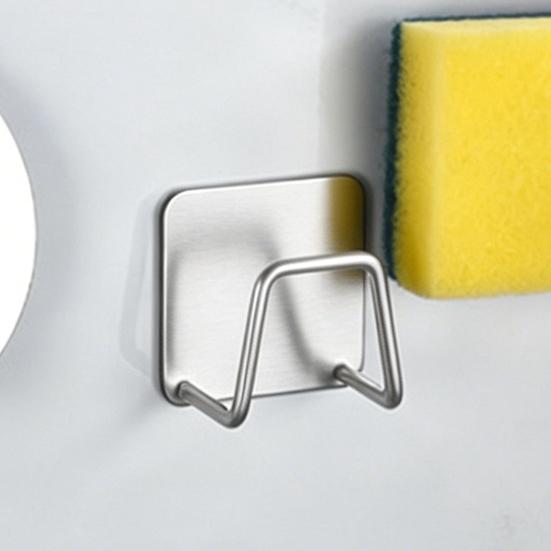 Sponge Rack Rustproof Stainless Steel Sponge Holder with Strong Adhesive No Punch Quick Drain Organizer for Kitchen Sink