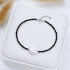 HENGSHENG 12-13mm Big Baroque Freshwater Pearl Bracelet for Women Black Crystal Stone 16cm 925 Sterling Silver Bracelet Girls