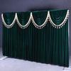 Golden Fringed Edge Velvet Valance Curtains Event Party Valance Panel Decoration Wedding Backdrop Curtain Swag Stage Background