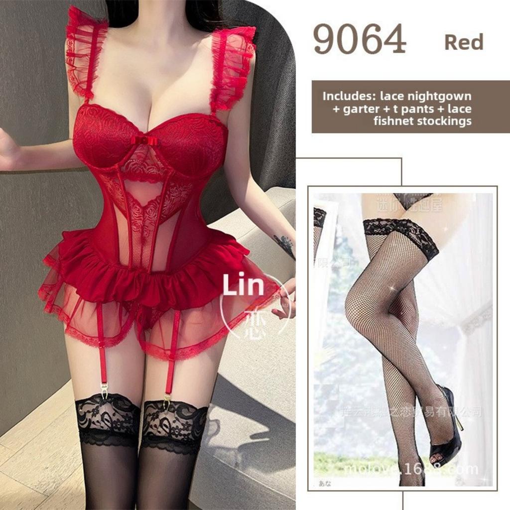 Sexy Lingerie Uniform Hollow Mesh Passion Suit Free of Temptation Small Chest Show Big Nightdress