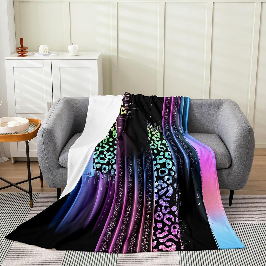 Farbe Leopardenmuster Digitaldruck Decke Damen Erwachsene Flanelldecke Wildleder-Muster Bett Sofa Decke
