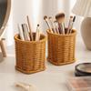 Simple Imitation Rattan Storage Bucket Rustic Style Plastic Pen Holder Office Use