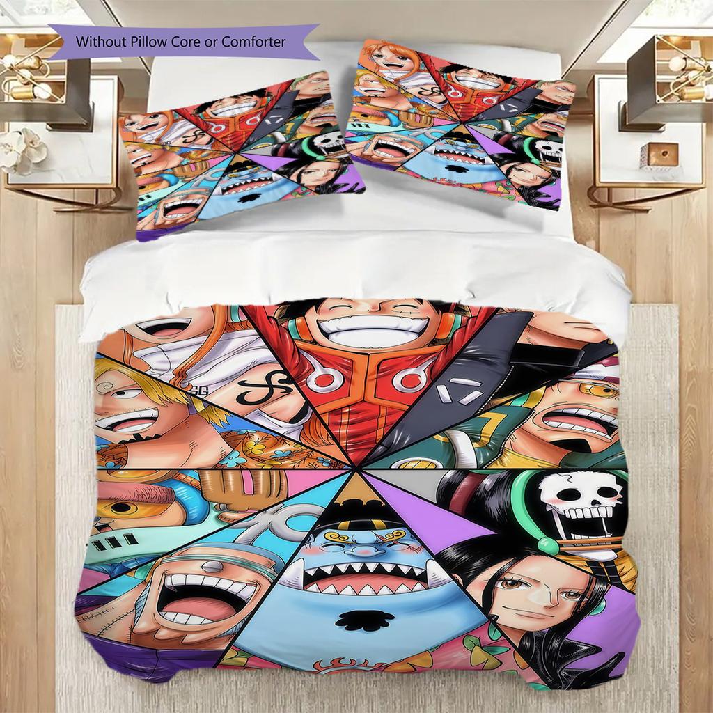 Anime Faces Quilt Set Vibrant Fans Bedding 1 Duvet Cover 2 Pillowcase Without Core Christmas Birthday Gift Bedding Set