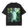Funny Weirdcore Animal Lizard Lizard Lizard Meme T Shirt Washed Cotton T-Shirts for Men Women Streetwear Printed Tee Shirt