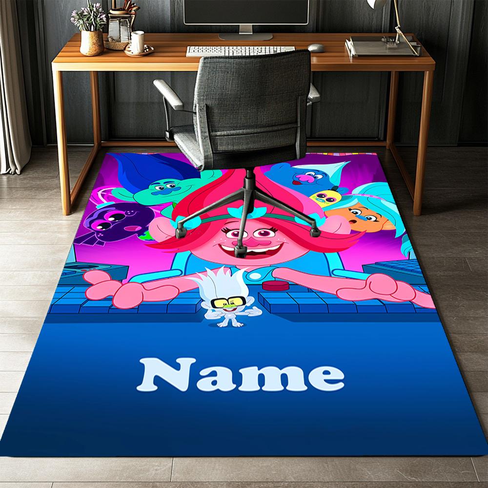 Custom Name Trolls Printed Carpet,Rug for Office Chair Living Room Bedroom Kitchen Room Decor Gifts.