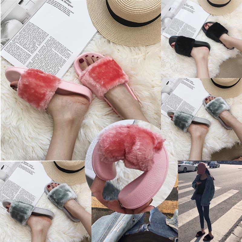 Luxurious Fluffy Fur Slip On Sandals For Women Perfect Summer Mules Shoes
