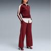 PUMA T7 Versatile Casual Color-Block Stand Collar Knit Full-Zip Short Jacket With Small Logo, Women's, Wine Red