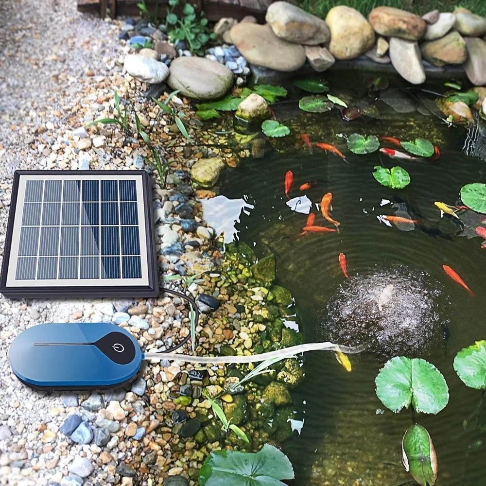 with Air Hose Bubble Stone Solar Powered Oxygen Pump Fishing Oxygen Pump  Small Pond Landscape