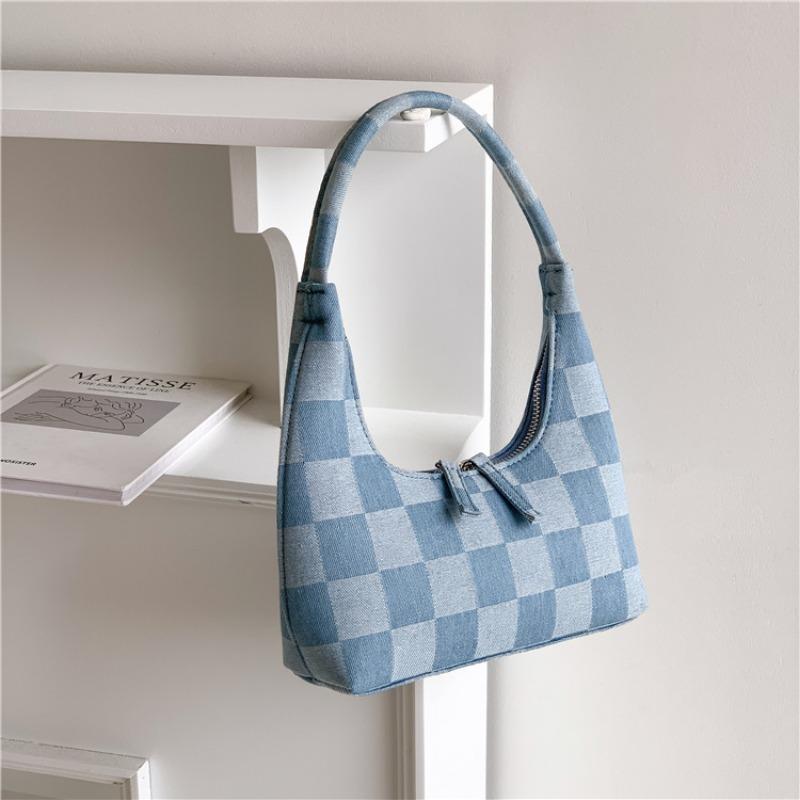 

Handbag logo handbag women s bag high-end fashion niche design solid color hand-held denim bag