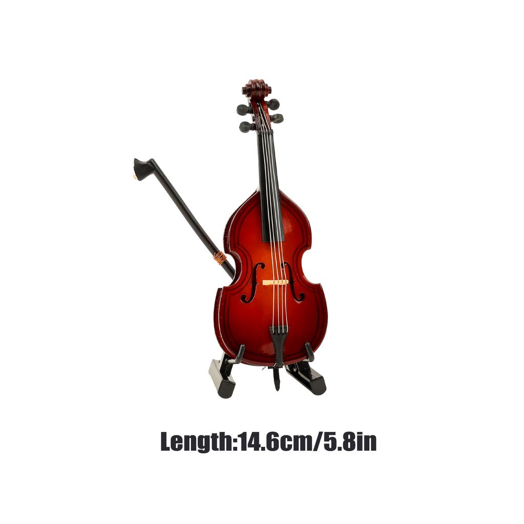 2 Pack Wooden Mini Musical Instrument Violin Realistic Mini Cello Instrument Model for Desk Shelf Decor Ornaments Gift Idea