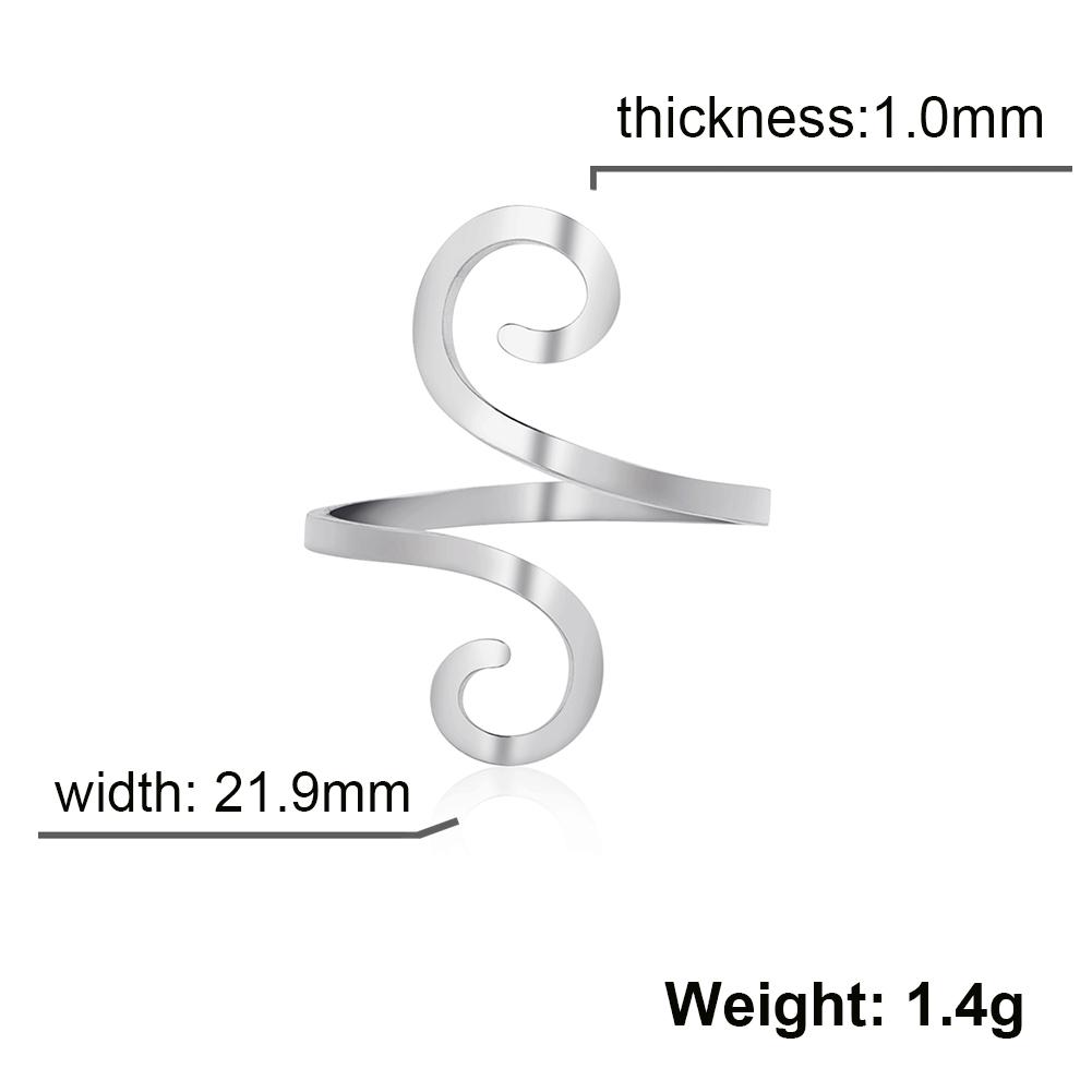

Teamer Wide Stainless Steel Ring Aesthetic Geometric Spiral Open Adjustable Finger Ring Women Minimalist Jewelry Birthday Gifts