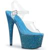 17cm Pole Dance Salto Alto Stiletto Boate Super Salto Alto Sexy Impermeável Sandálias de Mesa Glitter Biqueira de Peixe Transparente YKC