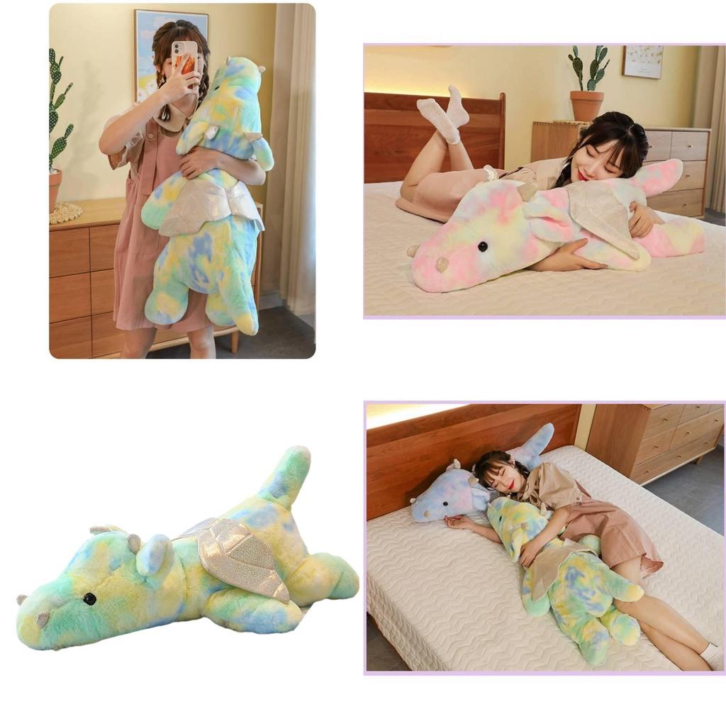 Colorful Small Dragon Plush Toy Pillow Tie-dye Dinosaur Doll Plushie Wholesale Gift