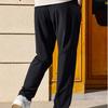Anta Basketball Series Solid Color Mid Waist Loose Straight Casual Pants Men Bottoms Basic-Black 152421307-1
