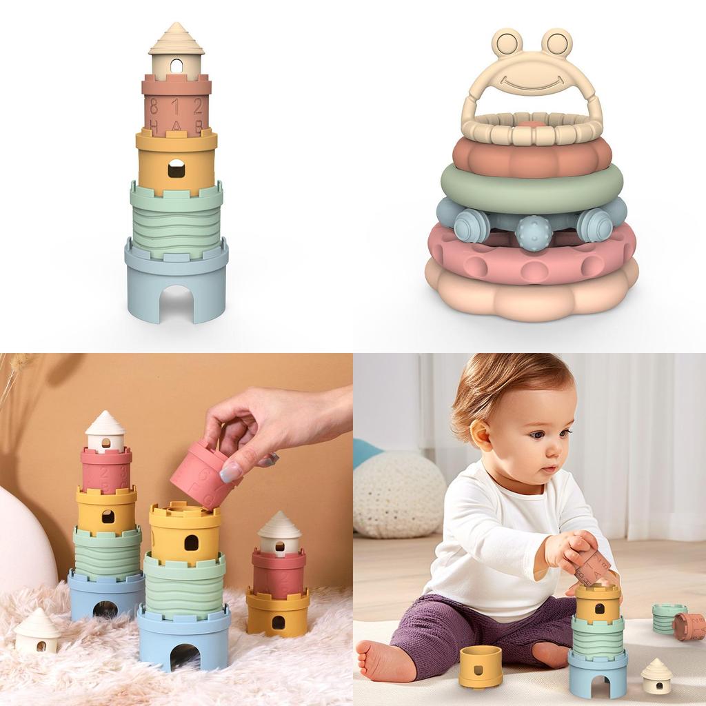 Montessori Stacking Toy For Children Silicone Sensory Development Educational Playset