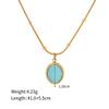 Yori Delicate Stainless Steel Blue Opal Pendant Drop Necklace Fashion Stainless Steel Exquisite Waterproof Jewelry Gift